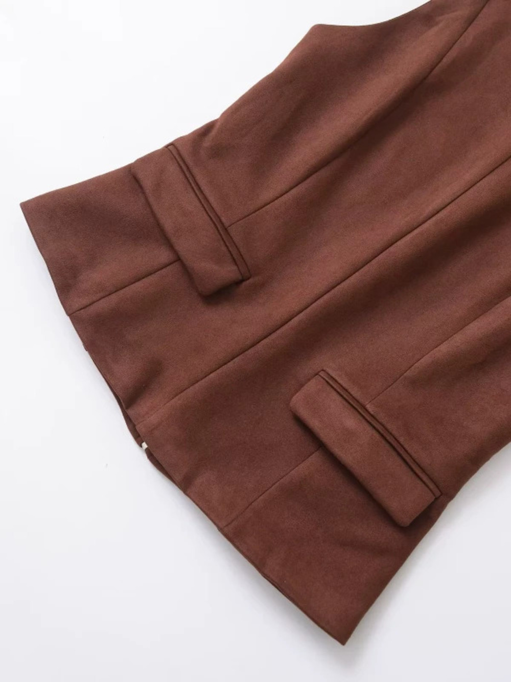 Suede Textured Flap Trim Top